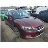Image 2 : 2013 HONDA ACCORD SPORT, 4DR SEDAN, RED, VIN # 1HGCR2F58DA806509