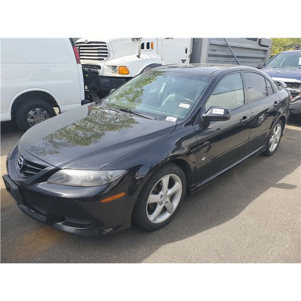 2005 MAZDA 6, 4DR SEDAN, BLACK, VIN # 1YVHP84D655M23552