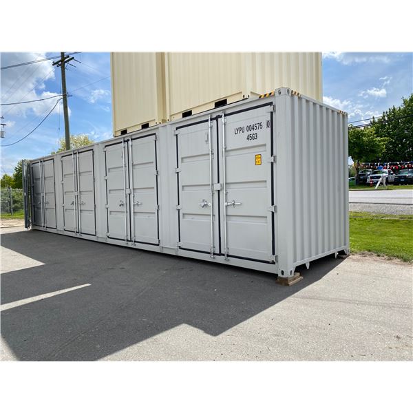 *SL LOC* NEW 9'6"H X 40'L GREY COMMERCIAL 52,910LBS CAPACITY SWING DOOR SHIPPING CONTAINER WITH 4