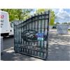 Image 2 : GREATBEAR BLACK 14' BI-PARTING WROUGHT IRON GATE WITH DEER ARTWORK IN CENTER