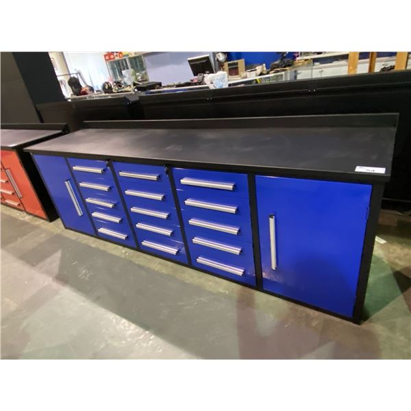 *SL LOC* 10' STEELMAN 15 DRAWER 2 DOOR WORK BENCH H36" X W113" X D29" WITH ANTI-SLIP LINING LOCKING