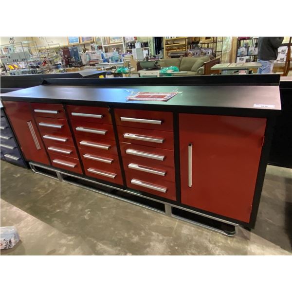 *SL LOC* 10' STEELMAN 15 DRAWER 2 DOOR WORK BENCH H36" X W113" X D29" WITH ANTI-SLIP LINING LOCKING