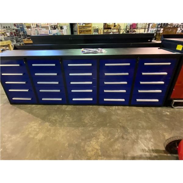 *SL LOC* 10' STEELMAN 25 DRAWER WORK BENCH H36" X W113" X D29" WITH ANTI-SLIP LINING LOCKING DRAWERS