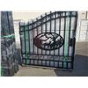 Image 2 : GREATBEAR BLACK 14' BI-PARTING WROUGHT IRON GATE WITH DEER ARTWORK IN CENTER