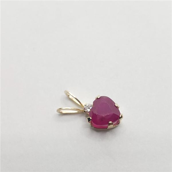 14K Yellow Gold Ruby(0.4ct) Diamond(0.01ct) Pendant, Made in Canada, Suggested Retail Value $400