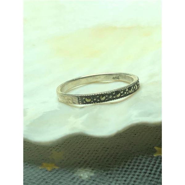Silver Marcasite Ring (~Size 6.75), Suggested Retail Value $50