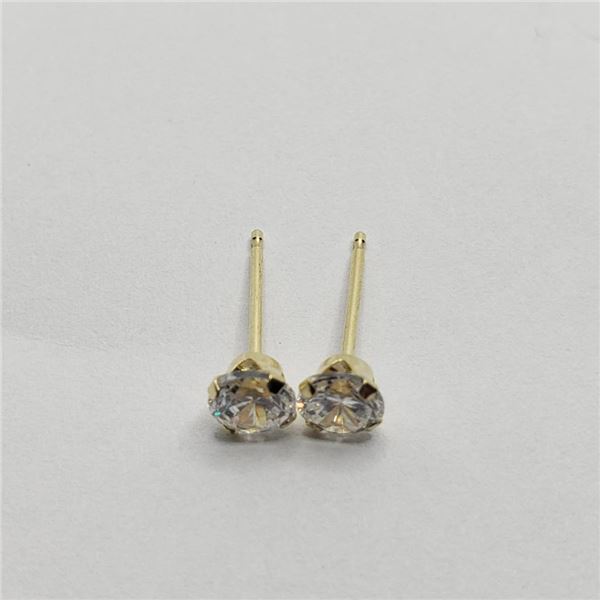14K Yellow Gold Cubic Zirconia Earrings, Made in Canada, Suggested Retail Value $120