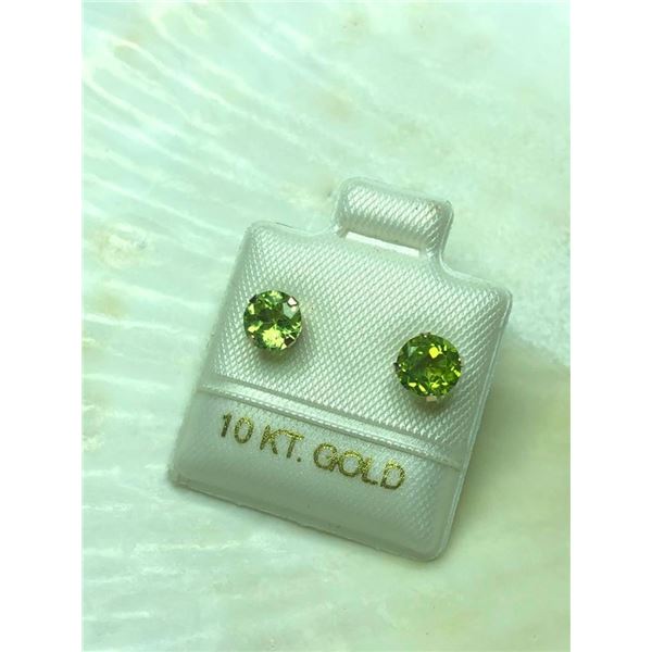 10K Yellow Gold Peridot(1.2ct) Earrings, Made in Canada, Suggested Retail Value $120