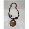 Image 1 : Brown beaded necklace with wooden pendant
