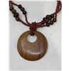 Image 2 : Brown beaded necklace with wooden pendant
