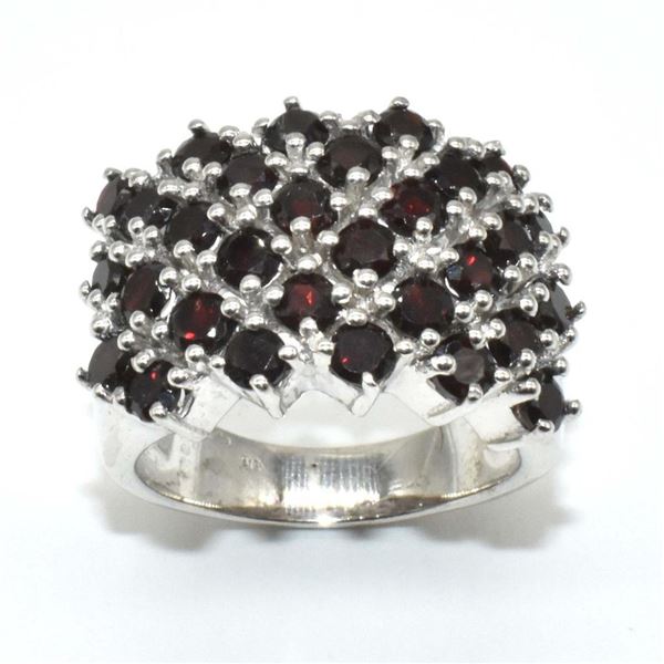 Silver Certified Red Garnet(9.95ct) Rhodium Plated Ring (~weight 9.95g), Suggested Retail Value $100