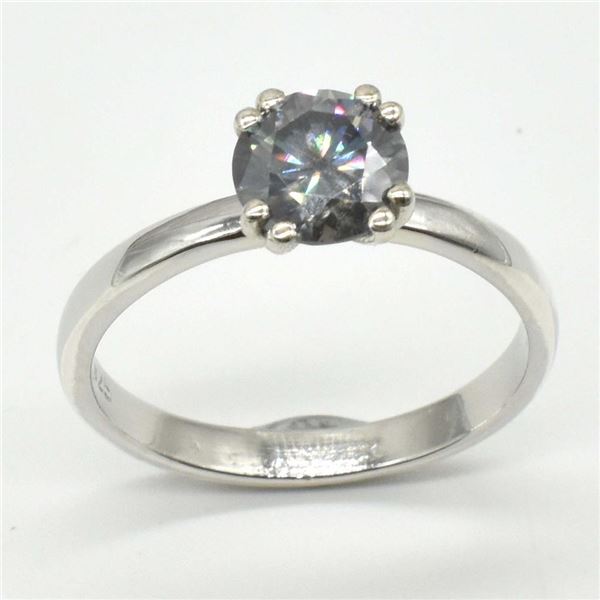 Silver Gray Moissanite ( Round 6 Mm)(2.3ct) Rhodium Plated Test And Looks Better Than Diamond Ring (