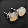 Image 2 : Silver Opal ( Oval 9*7 Mm)(1.95ct) Rhodium Plated Earrings (~weight 1.95g), Suggested Retail Value $