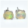 Image 3 : Silver Opal ( Oval 9*7 Mm)(1.95ct) Rhodium Plated Earrings (~weight 1.95g), Suggested Retail Value $