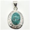 Image 1 : Silver Tibetan Turquoise(6.2ct) Pendant (~weight 6.2g), Suggested Retail Value $250