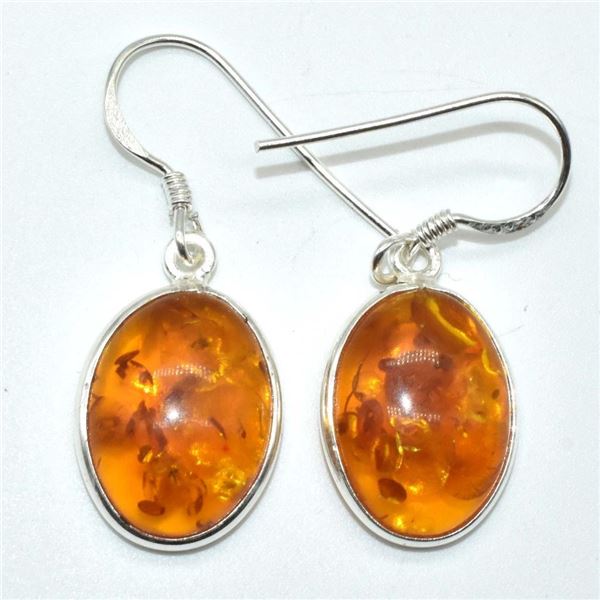 Silver Reconstitued Amber(3.05ct) Earrings (~weight 3.05g), Suggested Retail Value $200