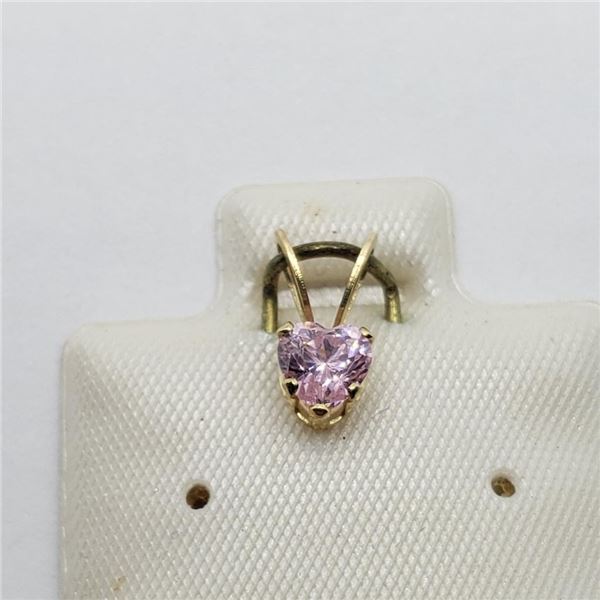 14K Yellow Gold Pink Cz Pendant, Made in Canada, Suggested Retail Value $80