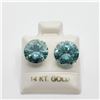 Image 1 : 14K White Gold Moissanite Bluish Green(6.2ct) Earrings (~weight 1.95g), Made in Canada, Appraised Re