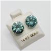 Image 2 : 14K White Gold Moissanite Bluish Green(6.2ct) Earrings (~weight 1.95g), Made in Canada, Appraised Re
