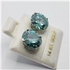 Image 3 : 14K White Gold Moissanite Bluish Green(6.2ct) Earrings (~weight 1.95g), Made in Canada, Appraised Re