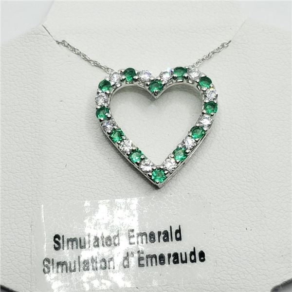 Silver Created Emerald 18-20" Necklace (~weight 1.33g), Suggested Retail Value $80