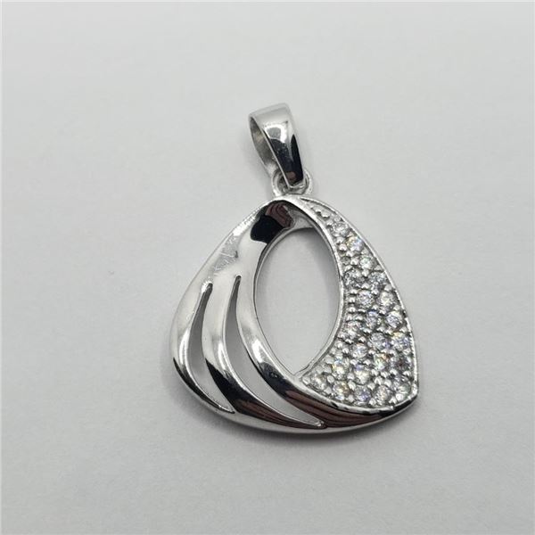 Silver Cubic Zirconia Pendant (~weight 2.66g), Suggested Retail Value $80