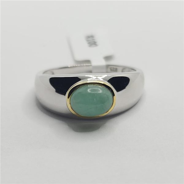 Silver Emerald(1.3ct) Ring (~weight 4.33g), Suggested Retail Value $140
