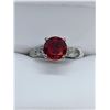 Image 1 : Emerald Style Round Cut Red Gemstone Ring -SIze 10