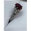 Image 2 : Emerald Style Round Cut Red Gemstone Ring -SIze 10