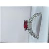 Image 3 : Emerald Style Round Cut Red Gemstone Ring -SIze 10