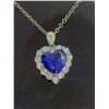 Image 1 : Blue Gemstone Heart Necklace with Multi Stone Boarder.