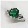 Image 2 : 10K White Gold Emerald(1.2ct) Diamond(0.04ct) Claw Set, 1 Very Intense Green Emerald, 6 Diamonds(Si,