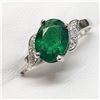 Image 3 : 10K White Gold Emerald(1.2ct) Diamond(0.04ct) Claw Set, 1 Very Intense Green Emerald, 6 Diamonds(Si,