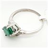 Image 4 : 10K White Gold Emerald(1.2ct) Diamond(0.04ct) Claw Set, 1 Very Intense Green Emerald, 6 Diamonds(Si,