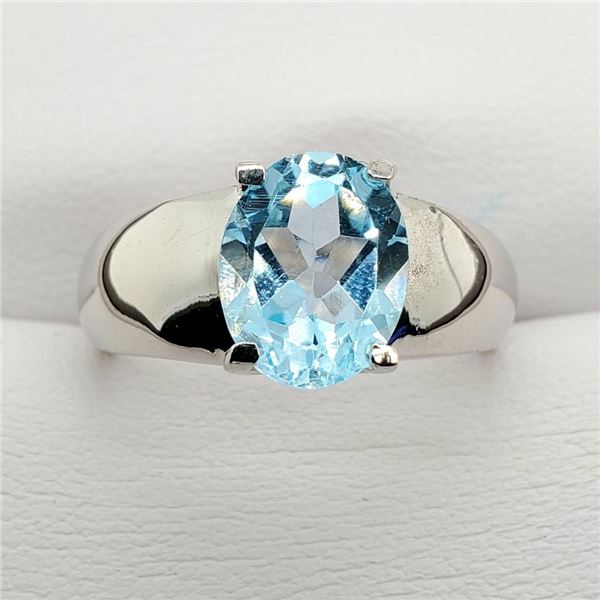 Silver Blue Topaz(2.4ct) 925 Marking Ring (~weight 5.6g), Suggested Retail Value $200