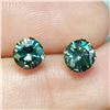 Image 3 : 10K White Gold Moissanite(1.5ct) Hand Assembled, 2 Basket Set Deep Greenish Blue Moissanite Stud Ear