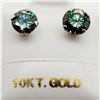 Image 4 : 10K White Gold Moissanite(1.5ct) Hand Assembled, 2 Basket Set Deep Greenish Blue Moissanite Stud Ear