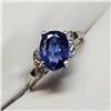 Image 3 : 10K White Gold Tanzanite(1.2ct) Diamond(0.04ct) Claw Set, 1 Very Intense Blue With Purplish Overtone