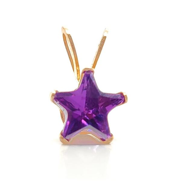 10K Yellow Gold Cubic Zirconia Purple Cz Pendant (~weight 0.4g), Made in Canada, Suggested Retail Va