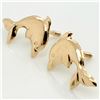 Image 4 : 14K Yellow Gold Left And Right , Screwback Dolphin Earrings (~weight 0.3g), Made in Canada, Suggeste