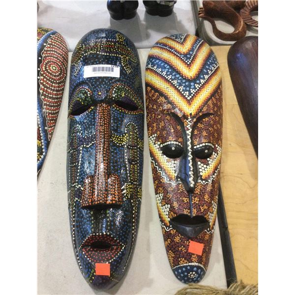 Decorative Wooden Mask 20in Lot of 2