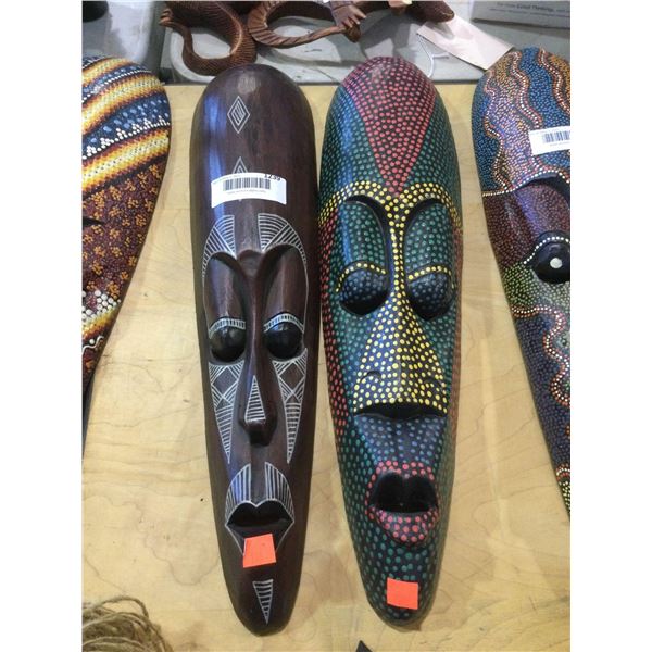 Decorative Wooden Mask 20in Lot of 2