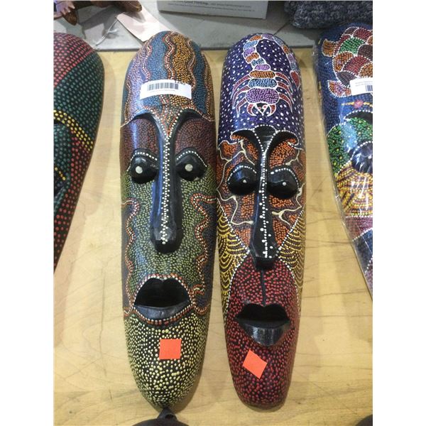 Decorative Wooden Mask 20in Lot of 2