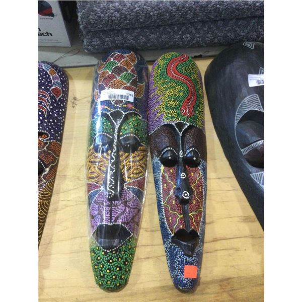 Decorative Wooden Mask 18in Lot of 2