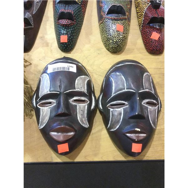 Decorative Wooden Mask 8in Lot of 2