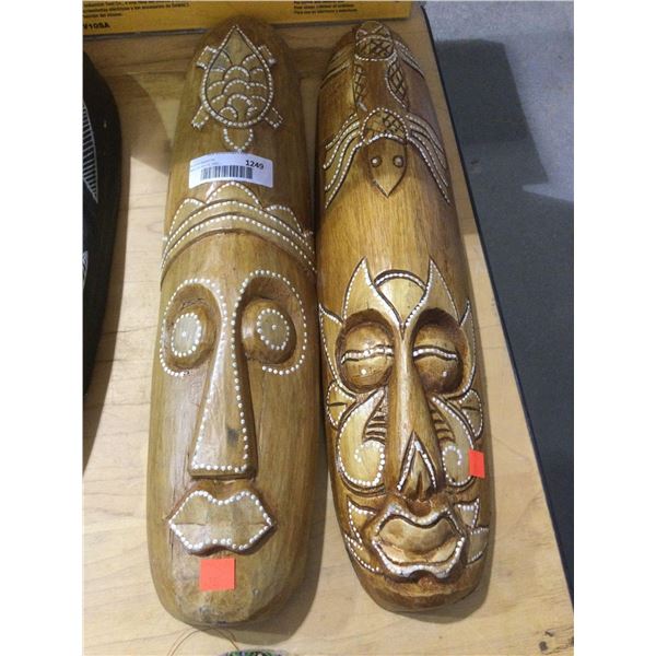 Decorative Wooden Mask 19in Lot of 2