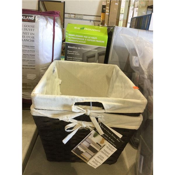 Set of Two Faux Wicker Bins