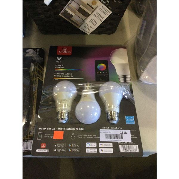 Globe Wi-Fi A19 Color Changing Tunable LED Bulbs in White 3-Pack