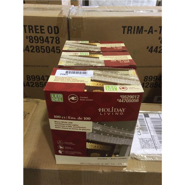 Holiday Living 9ft Warm White LED Twinkling Icicle Lights Lot of 3