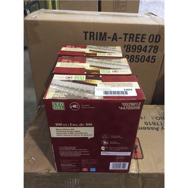 Holiday Living 9ft Warm White LED Twinkling Icicle Lights Lot of 3